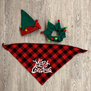 Festive Dog Christmas Costume Set - Green and Red